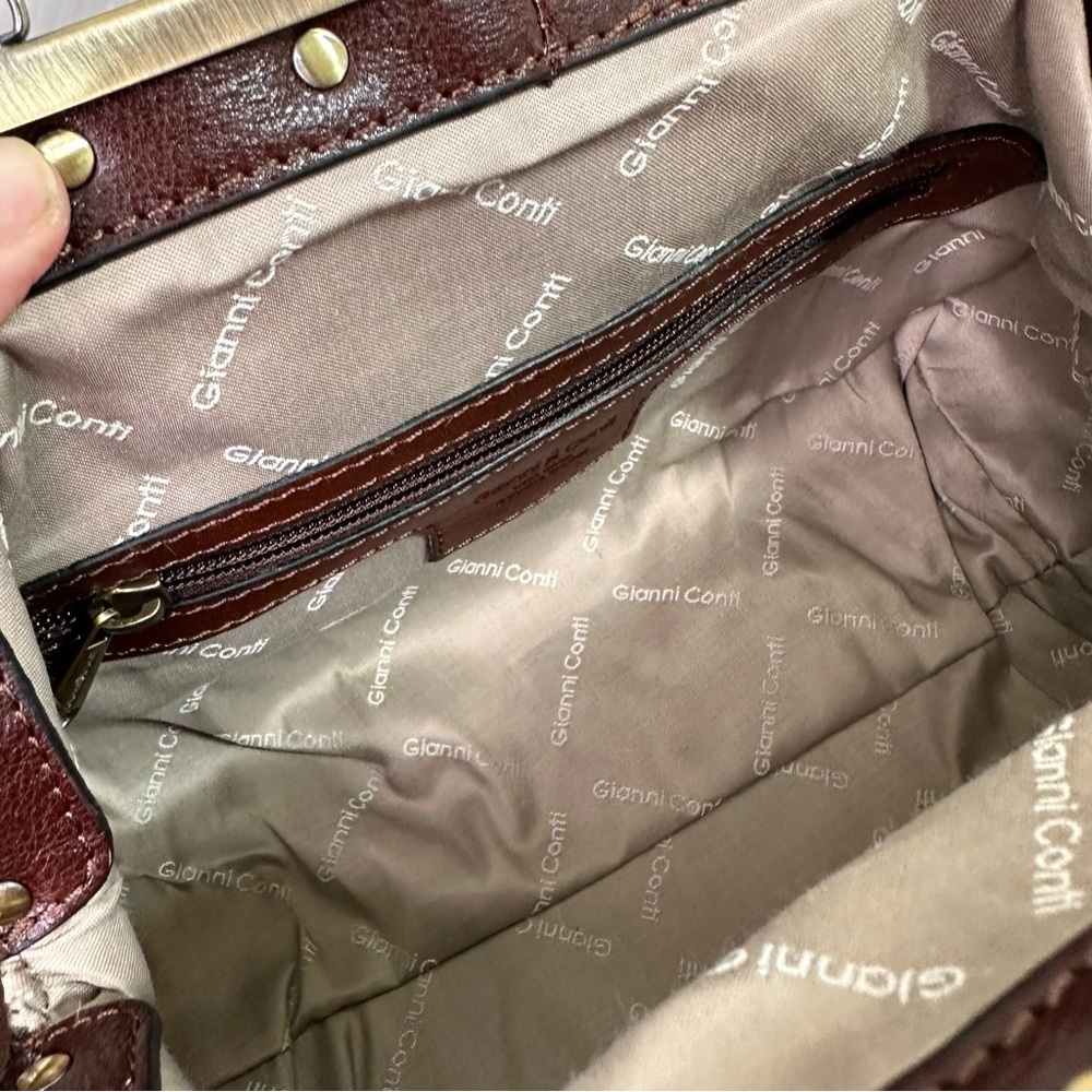 Gianni Conti Doctor Handbag | Brown Leather & Brass | NWT - Picture 8 of 16